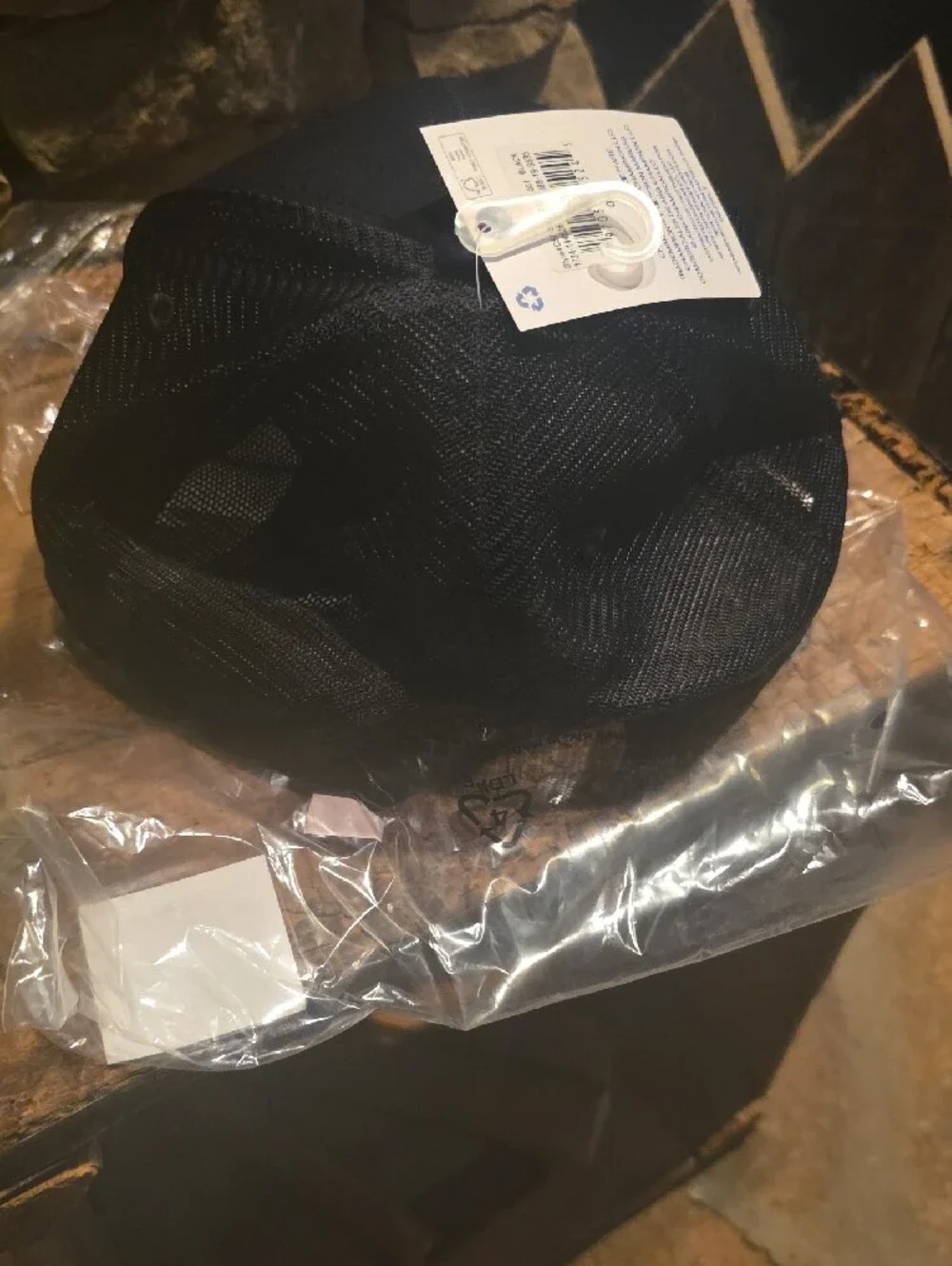 Champion Black Mesh-Back Cap with Embroidered Logo